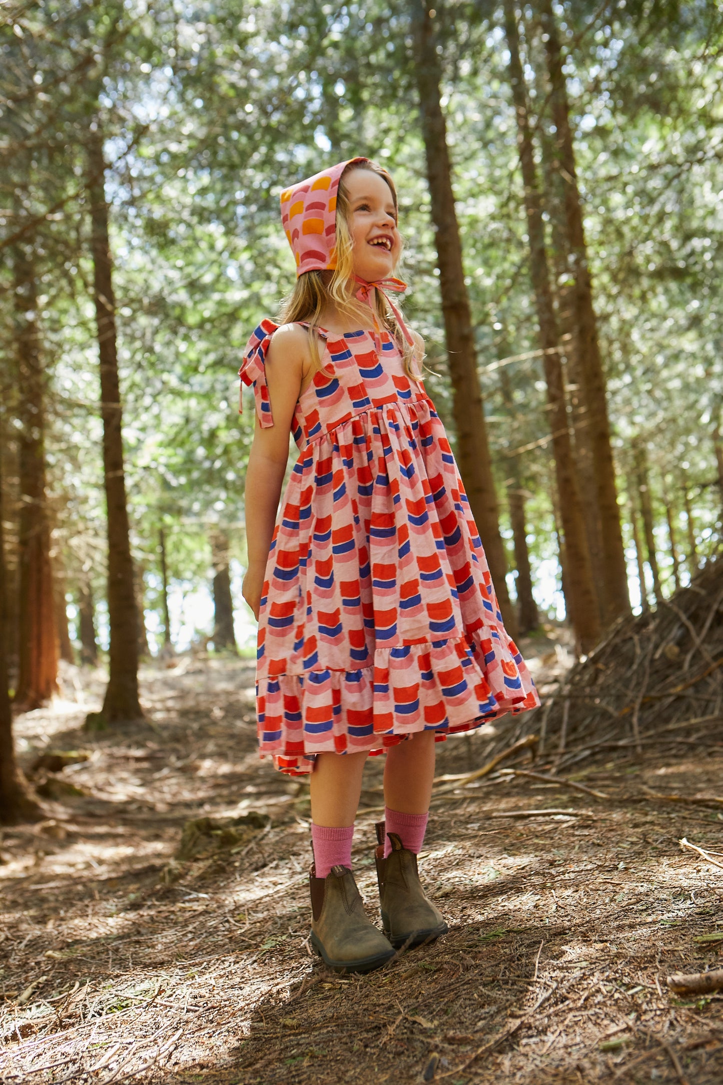 Kid's Cotton Butterfly Dress in 'Sunset Skies'