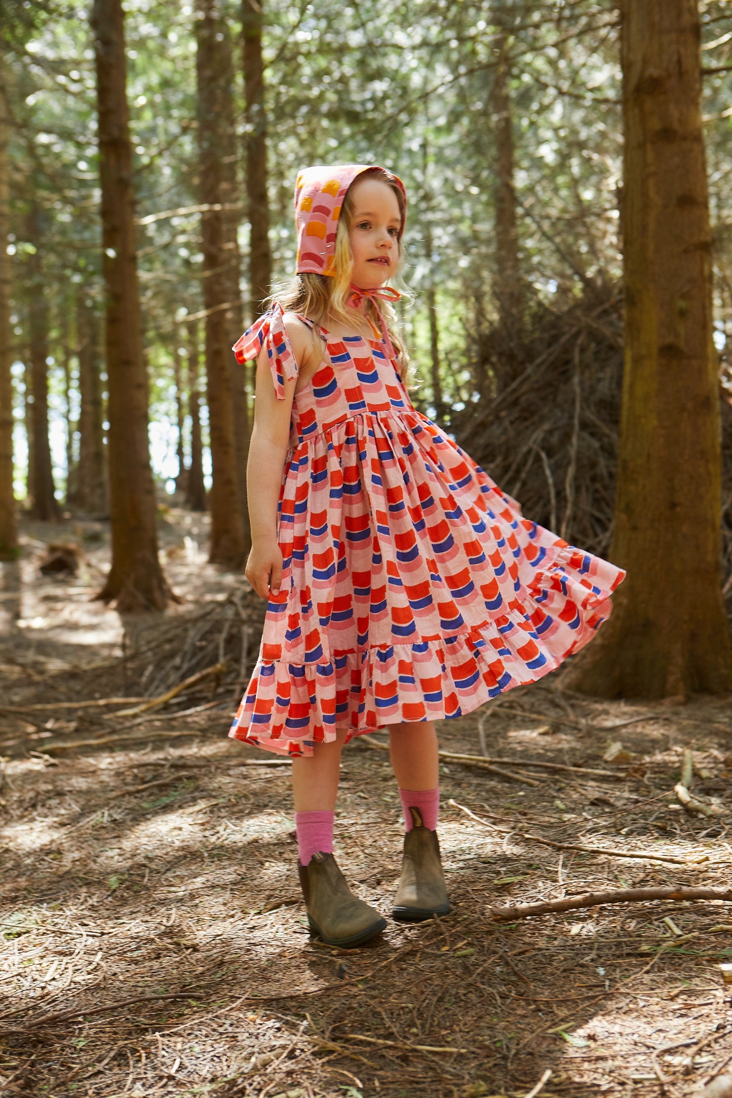 Kid's Cotton Butterfly Dress in 'Sunset Skies'