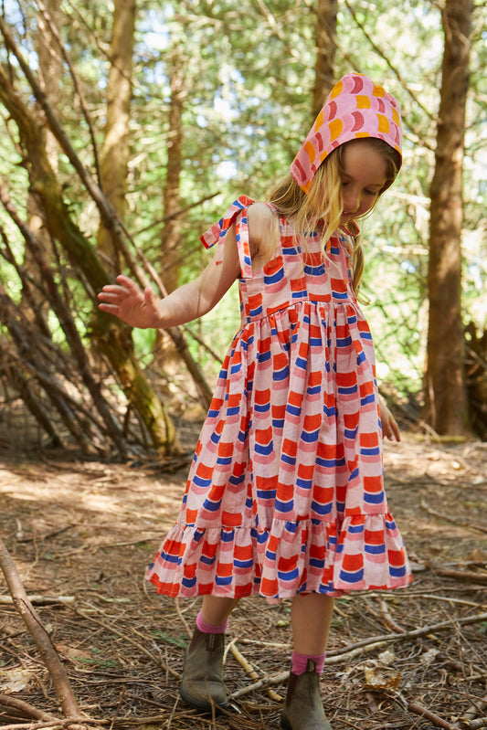 Kid's Cotton Butterfly Dress in 'Sunset Skies'