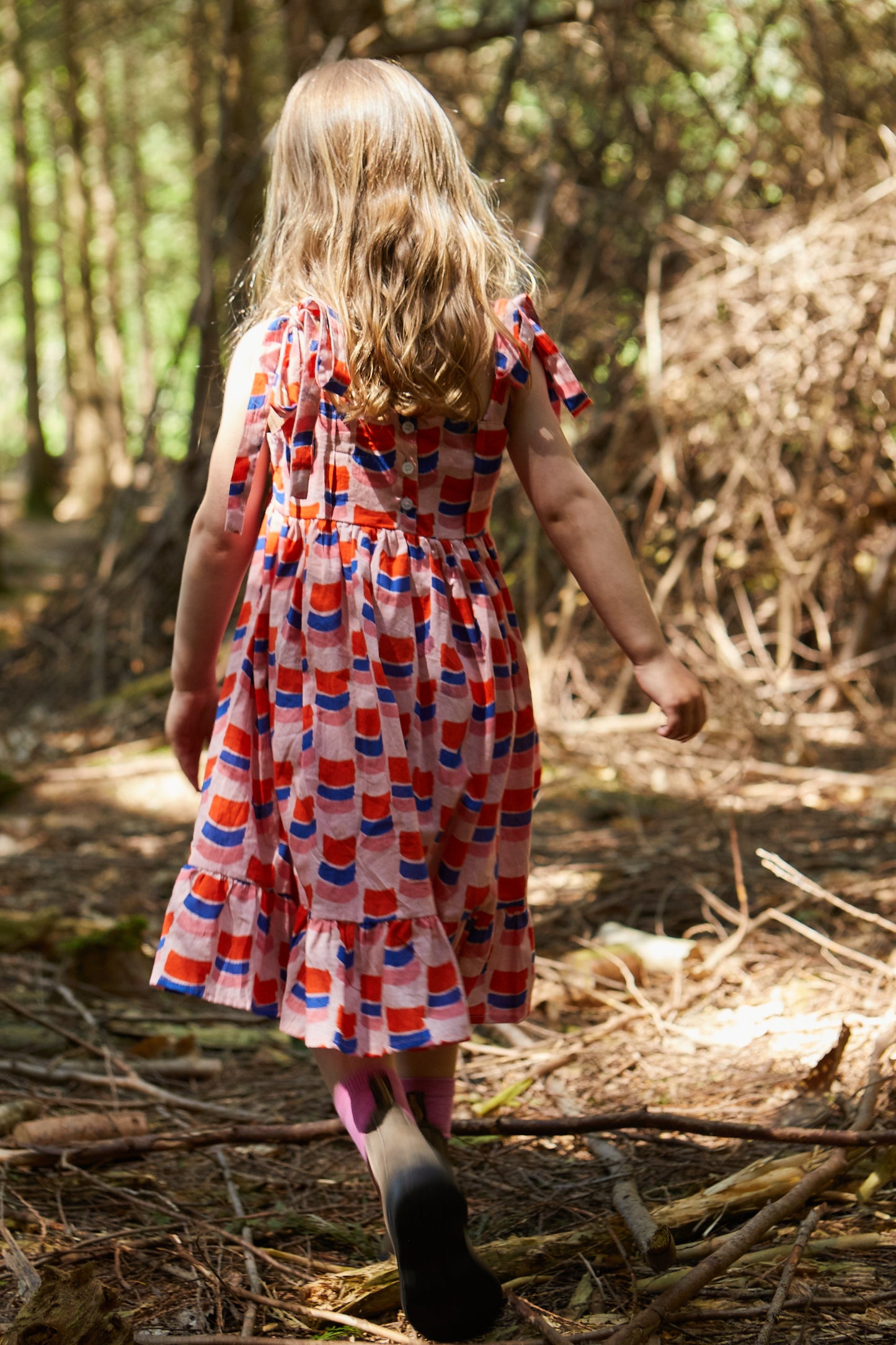 Kid's Cotton Butterfly Dress in 'Sunset Skies'