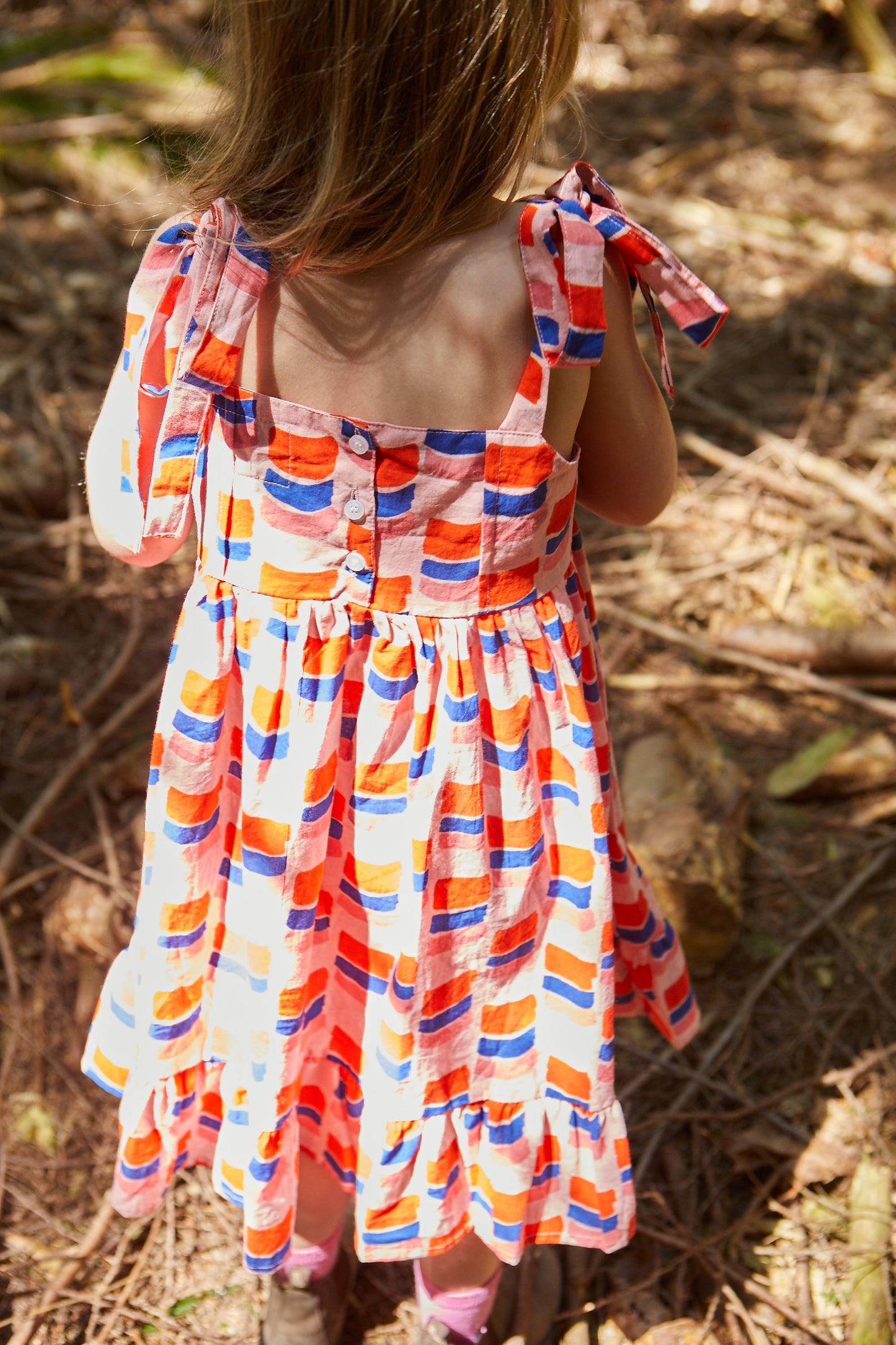 Kid's Cotton Butterfly Dress in 'Sunset Skies'