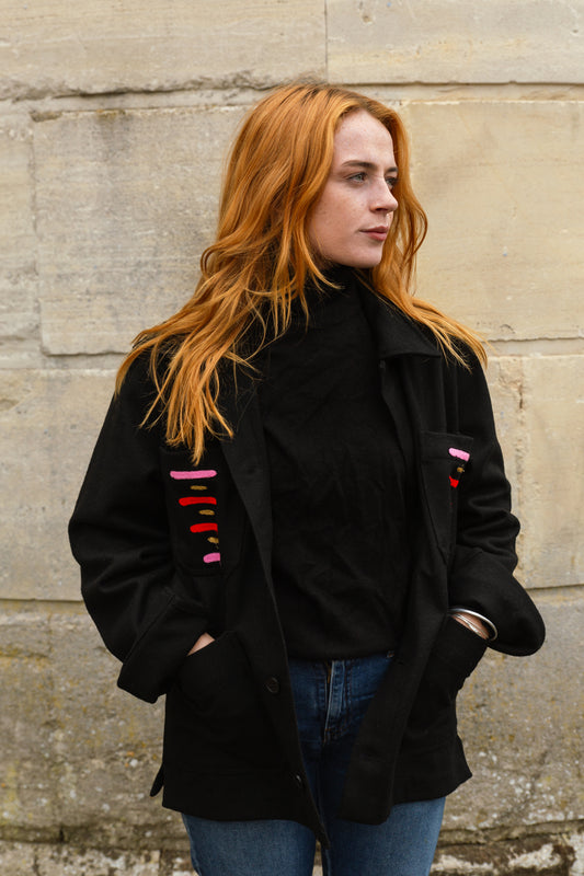 Unisex Embroidered Jacket in Black 'Flying Hiccup'