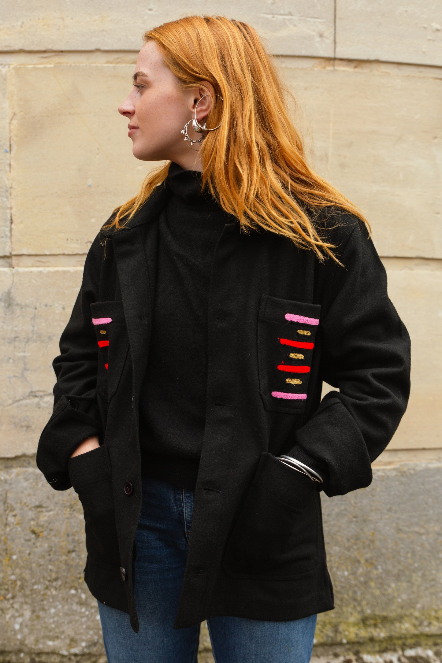 Unisex Embroidered Jacket in 'Flying Hiccup' Black