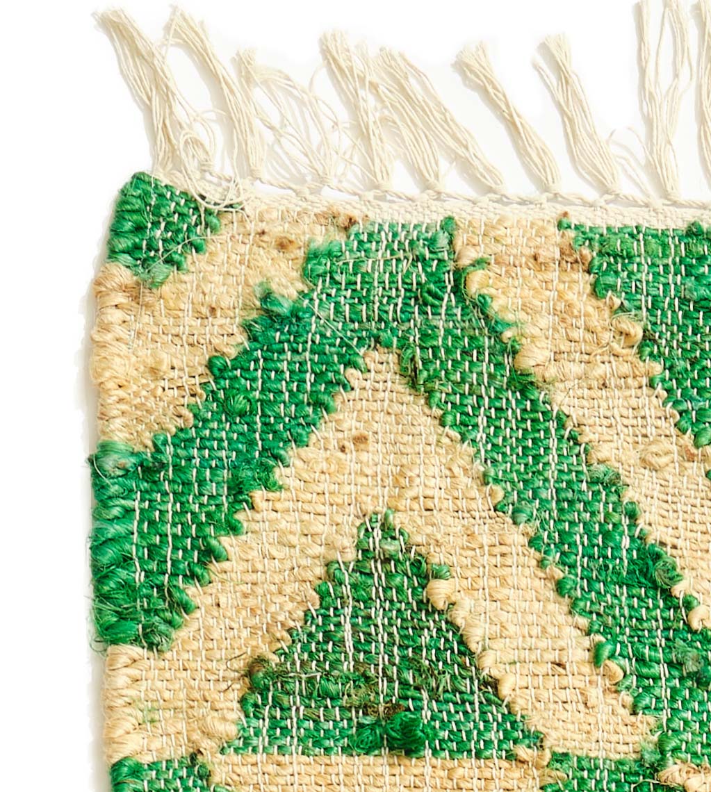 Medium Jute Rug in 'Green Honeycomb'