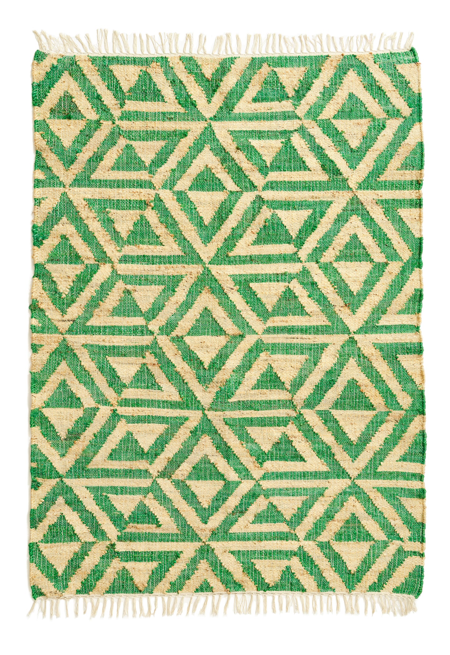 Medium Jute Rug in 'Green Honeycomb'