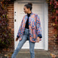 quilted coat, quilted overcoat, colourful coat, colourful jacket, padded overcoat, funky coat, colourful winter coat, quilted winter coat, humphries and begg, patterned coat, patterned quilted, indian blockprinted, blockprinted fabric, indian jacket, patchwork coat, patchwork jacket, indian patchwork coat, indian patchwork