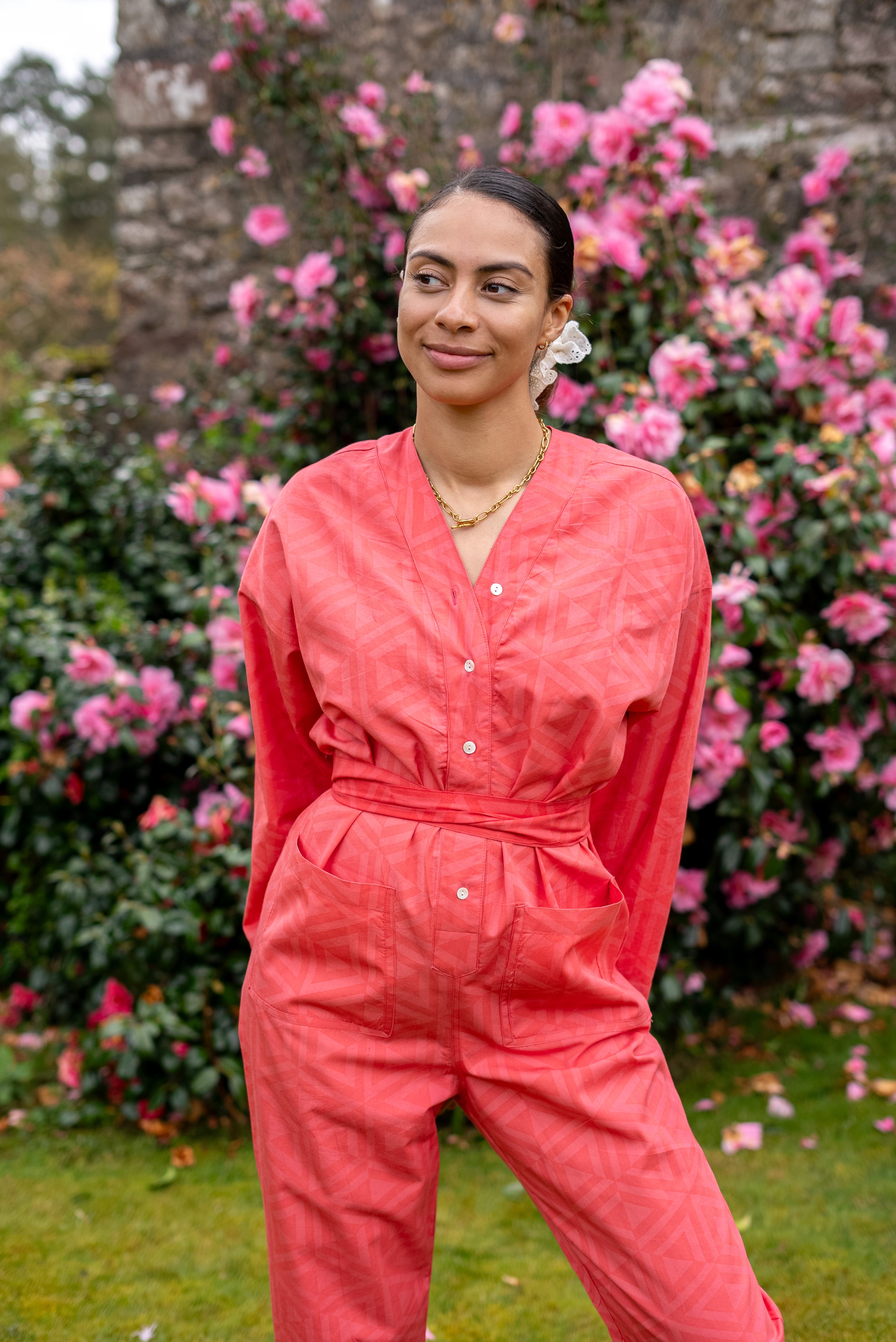 Playsuit in Pink Honeycomb Humphries and Begg