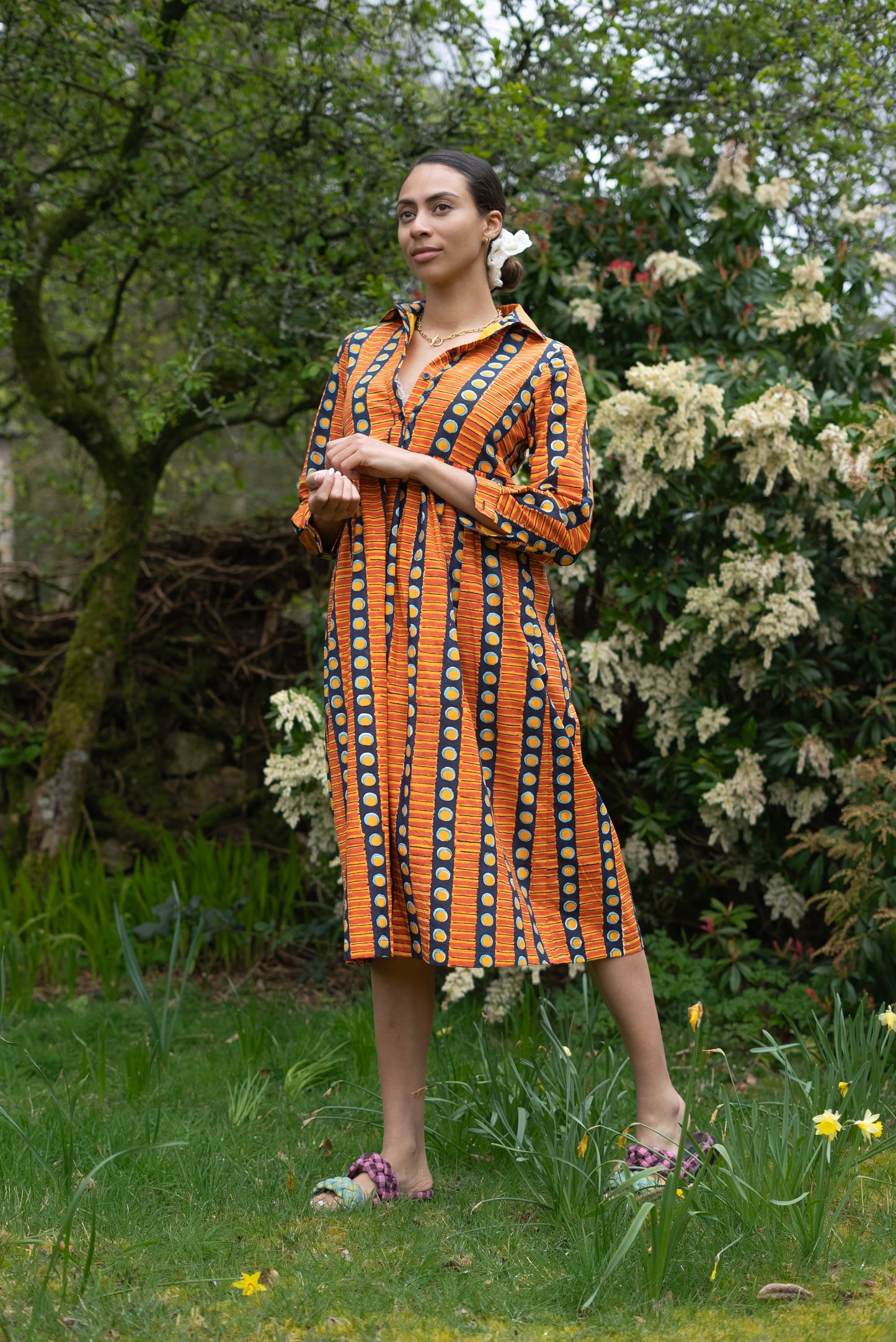 Jessie Dress in 'Oranges on Blue'