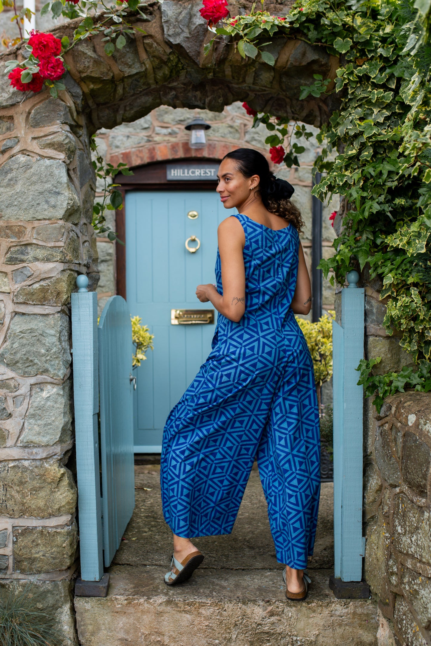 Cami Jumpsuit in 'Blue Honeycomb'