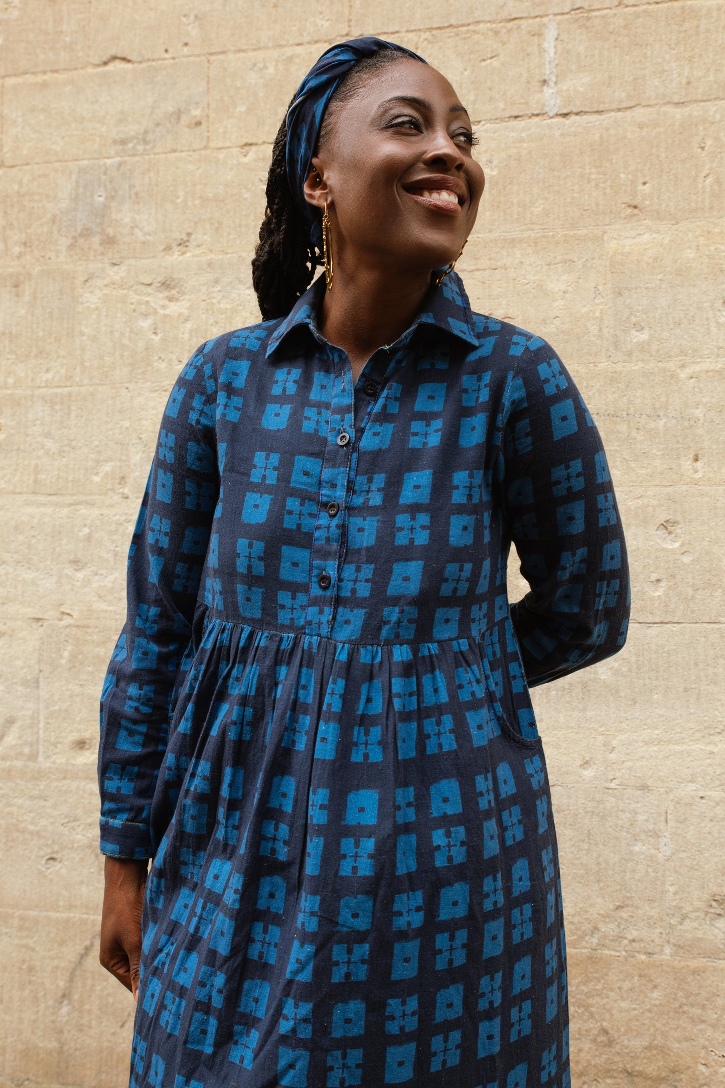 Jessie Dress in 'Indigo Chess Set'