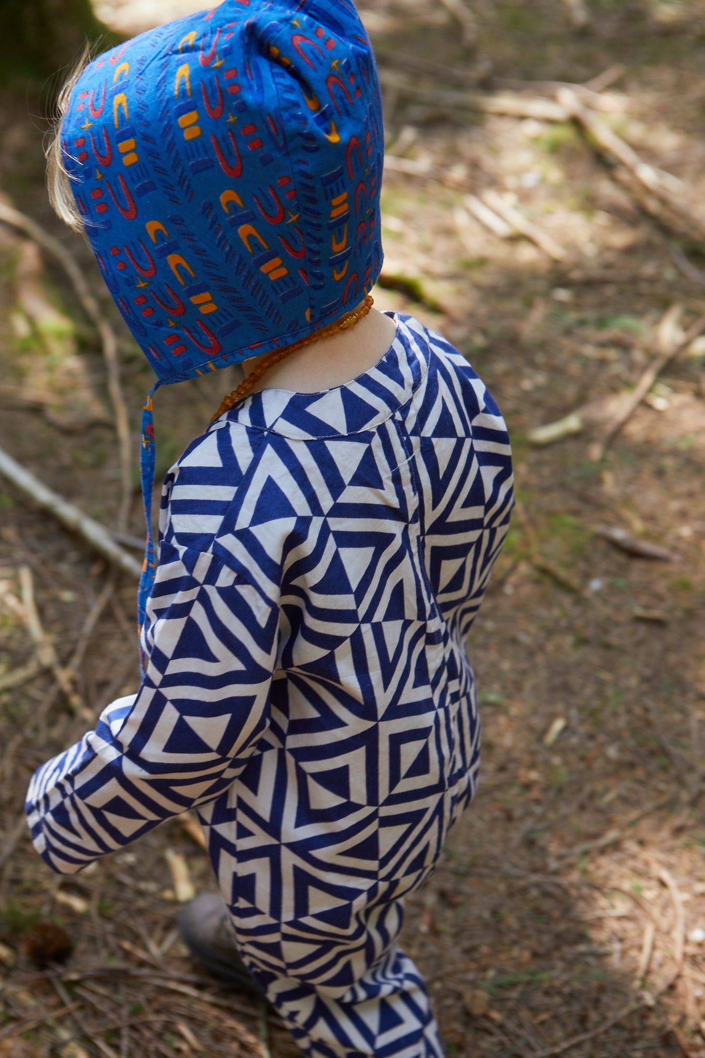 Kids Playsuit in 'Navy Honeycomb'