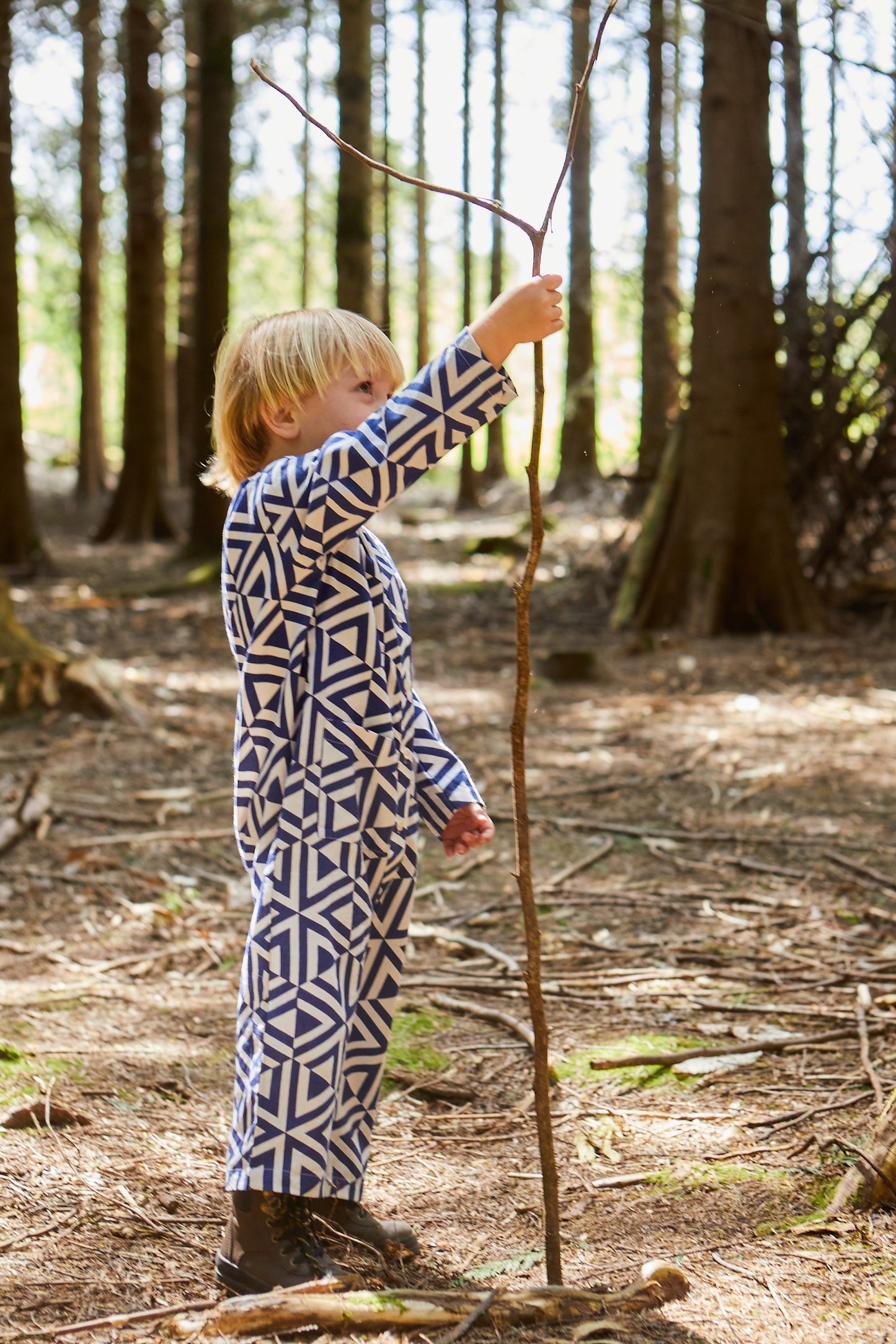 Kids Playsuit in 'Navy Honeycomb'