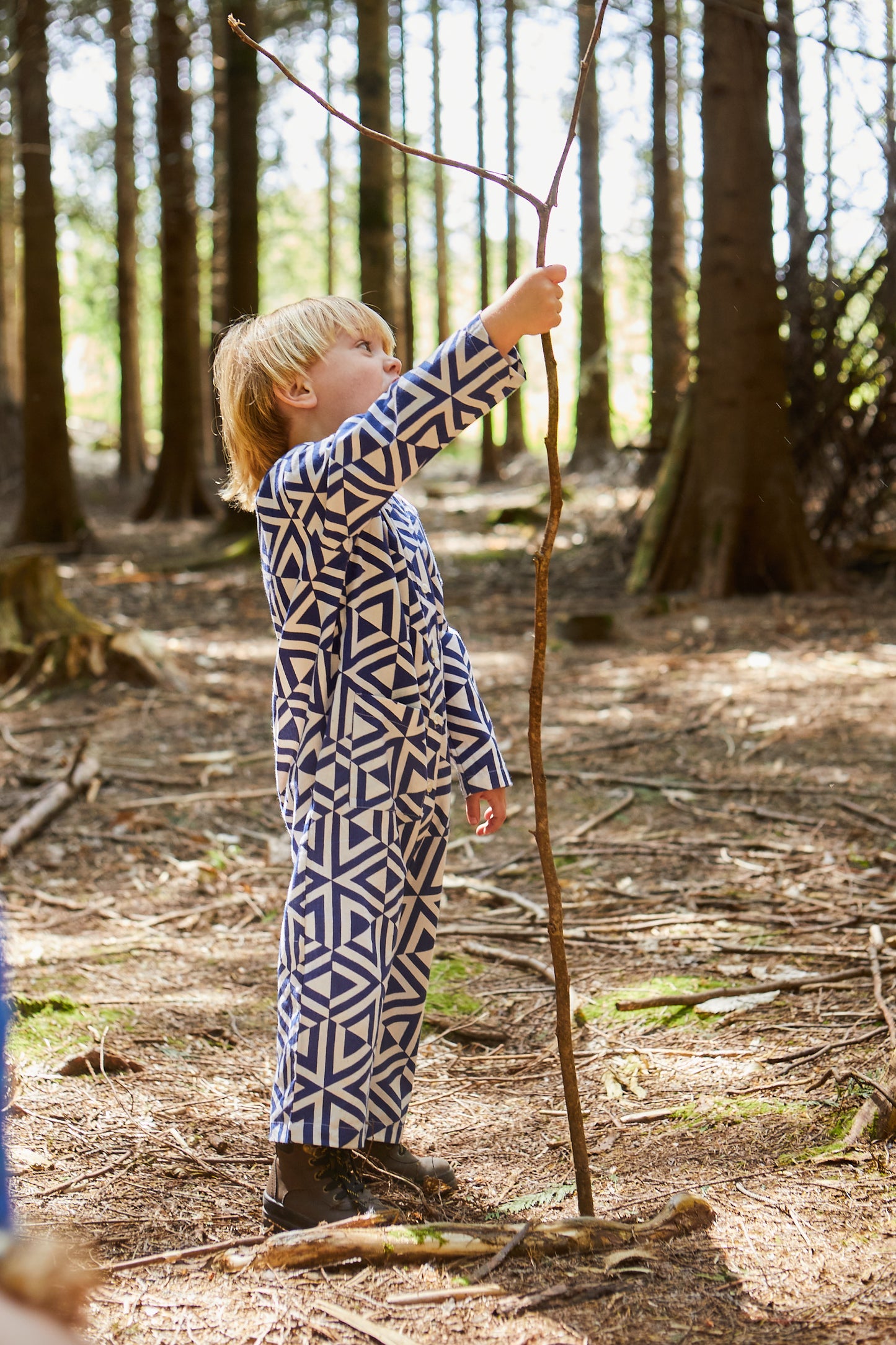 Kids Playsuit in 'Navy Honeycomb'