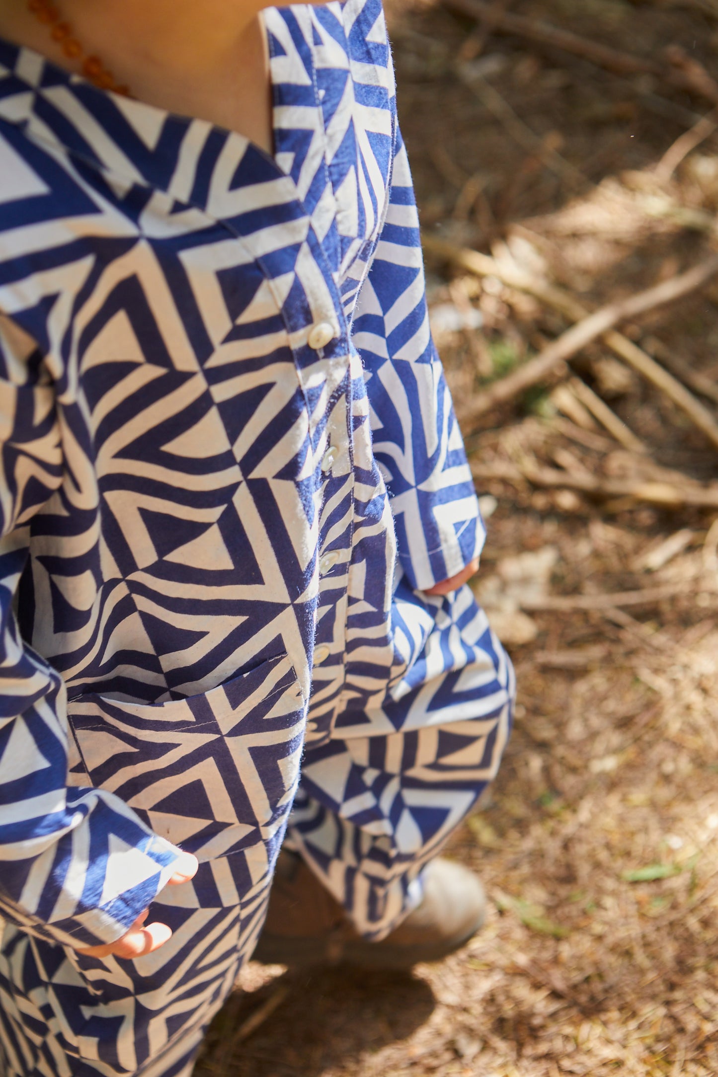 Kids Playsuit in 'Navy Honeycomb'