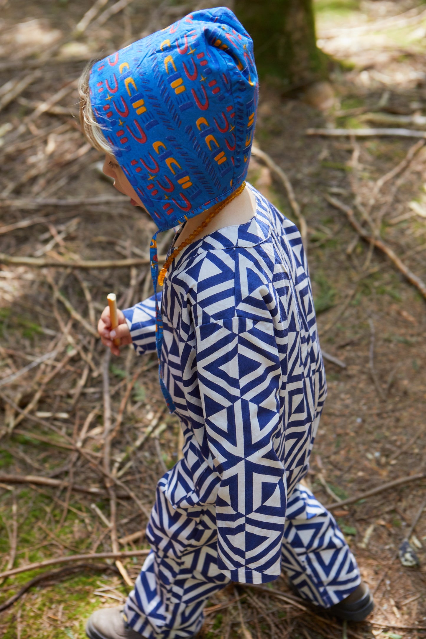 Kids Playsuit in 'Navy Honeycomb'