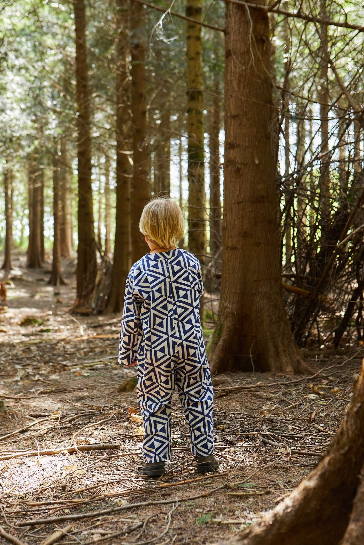 Kids Playsuit in 'Navy Honeycomb'