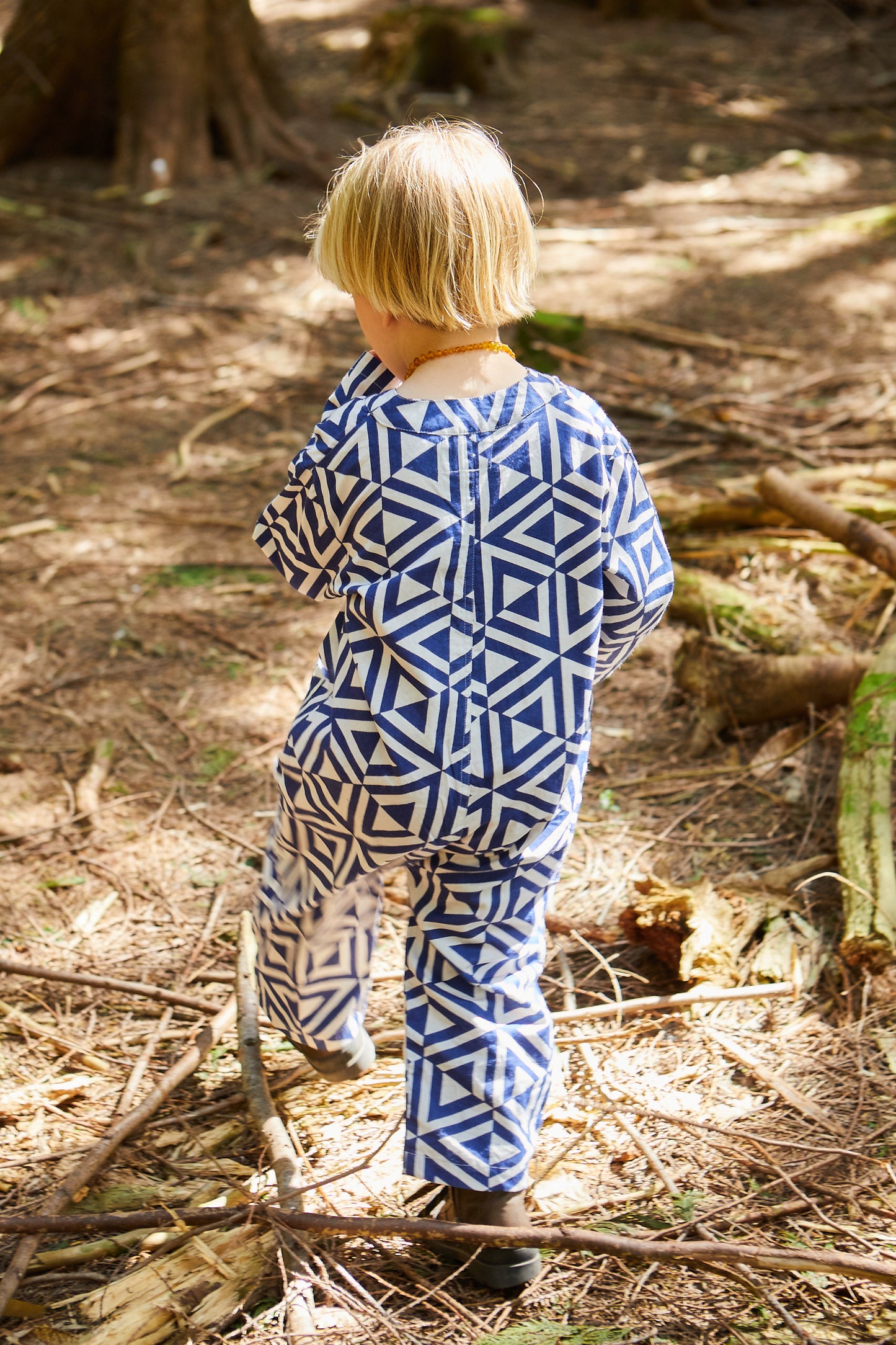 Kids Playsuit in 'Navy Honeycomb'