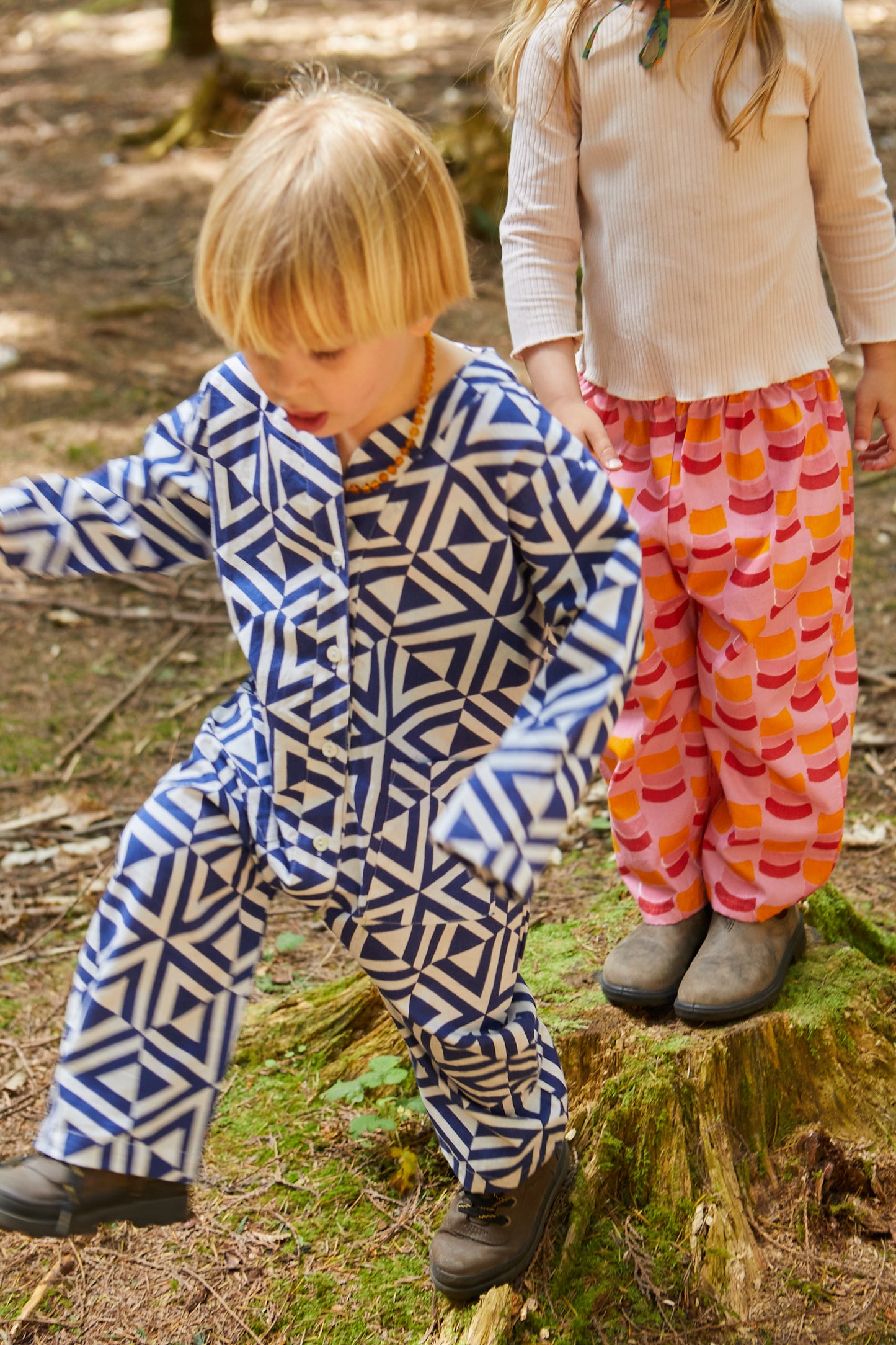 Kids Playsuit in 'Navy Honeycomb'