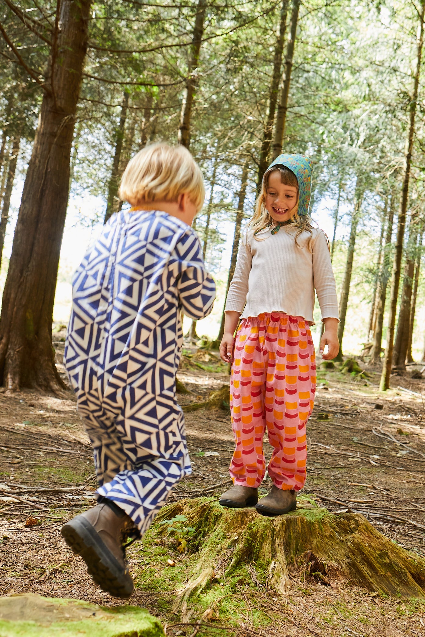 Kids Playsuit in 'Navy Honeycomb'