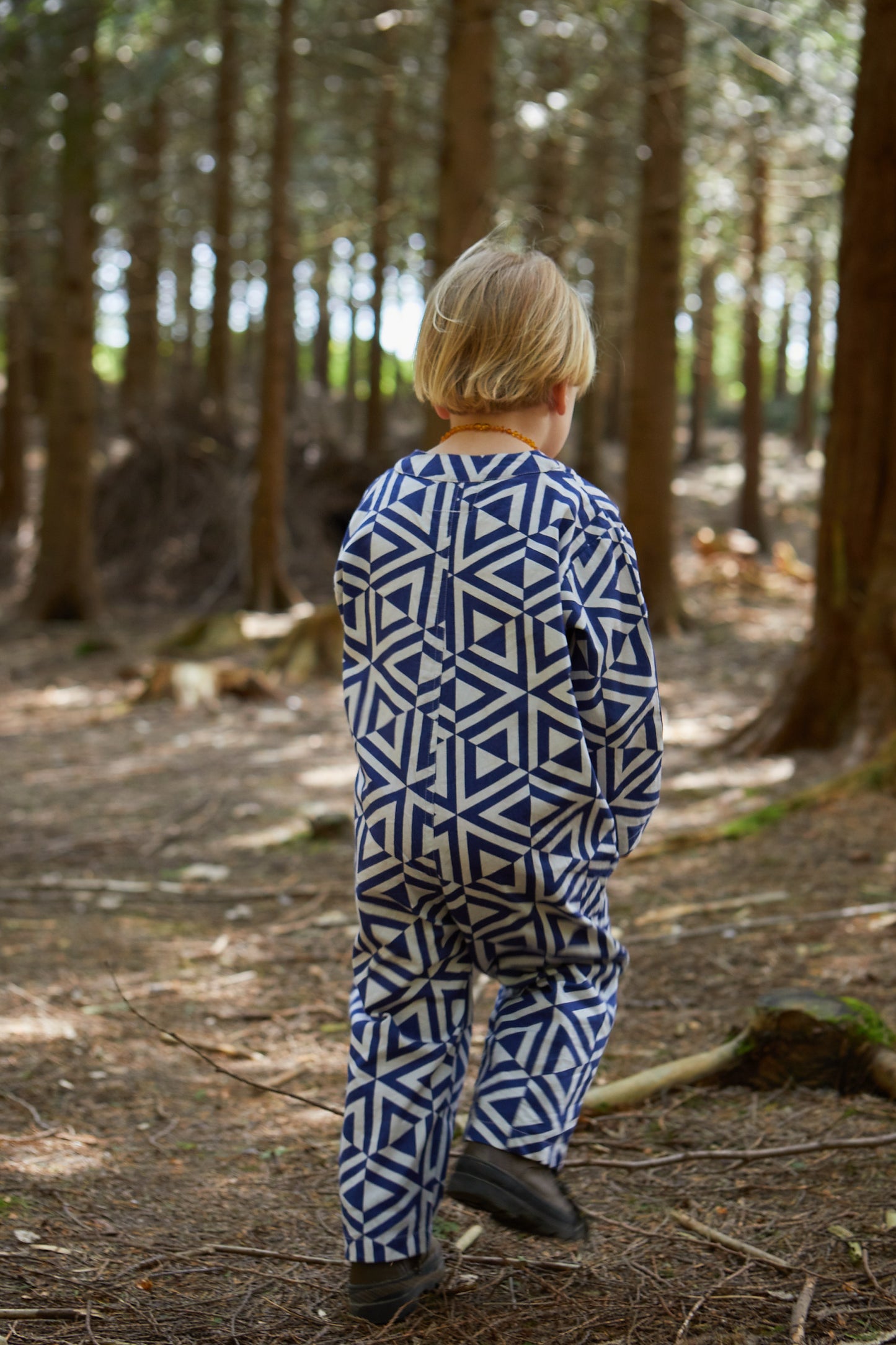 Kids Playsuit in 'Navy Honeycomb'