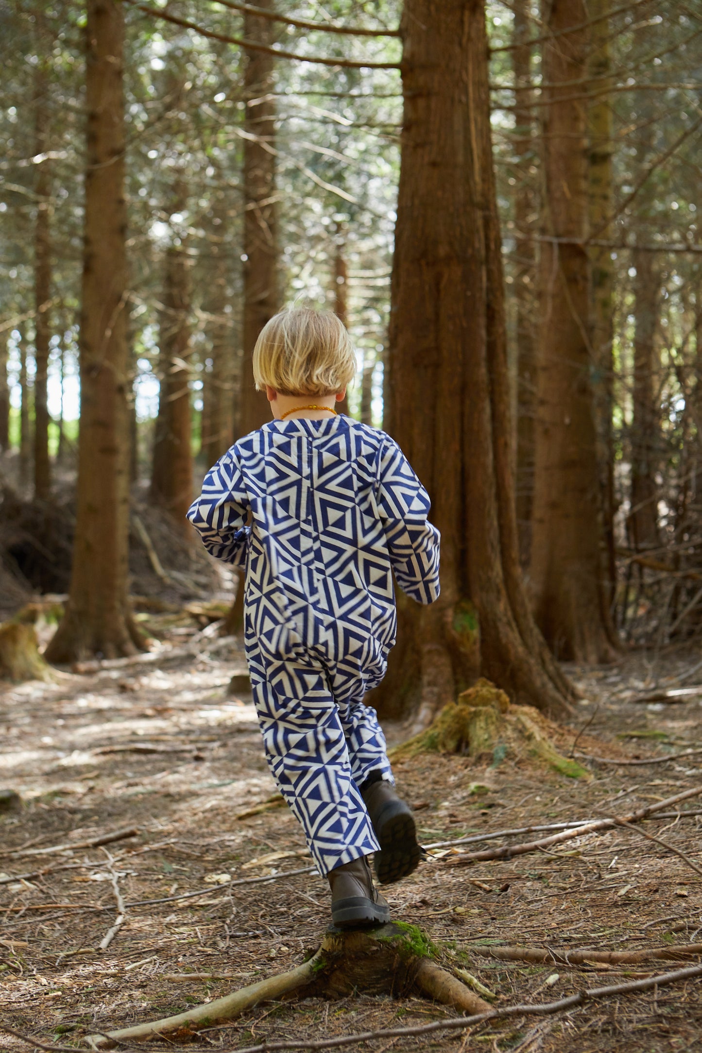 Kids Playsuit in 'Navy Honeycomb'