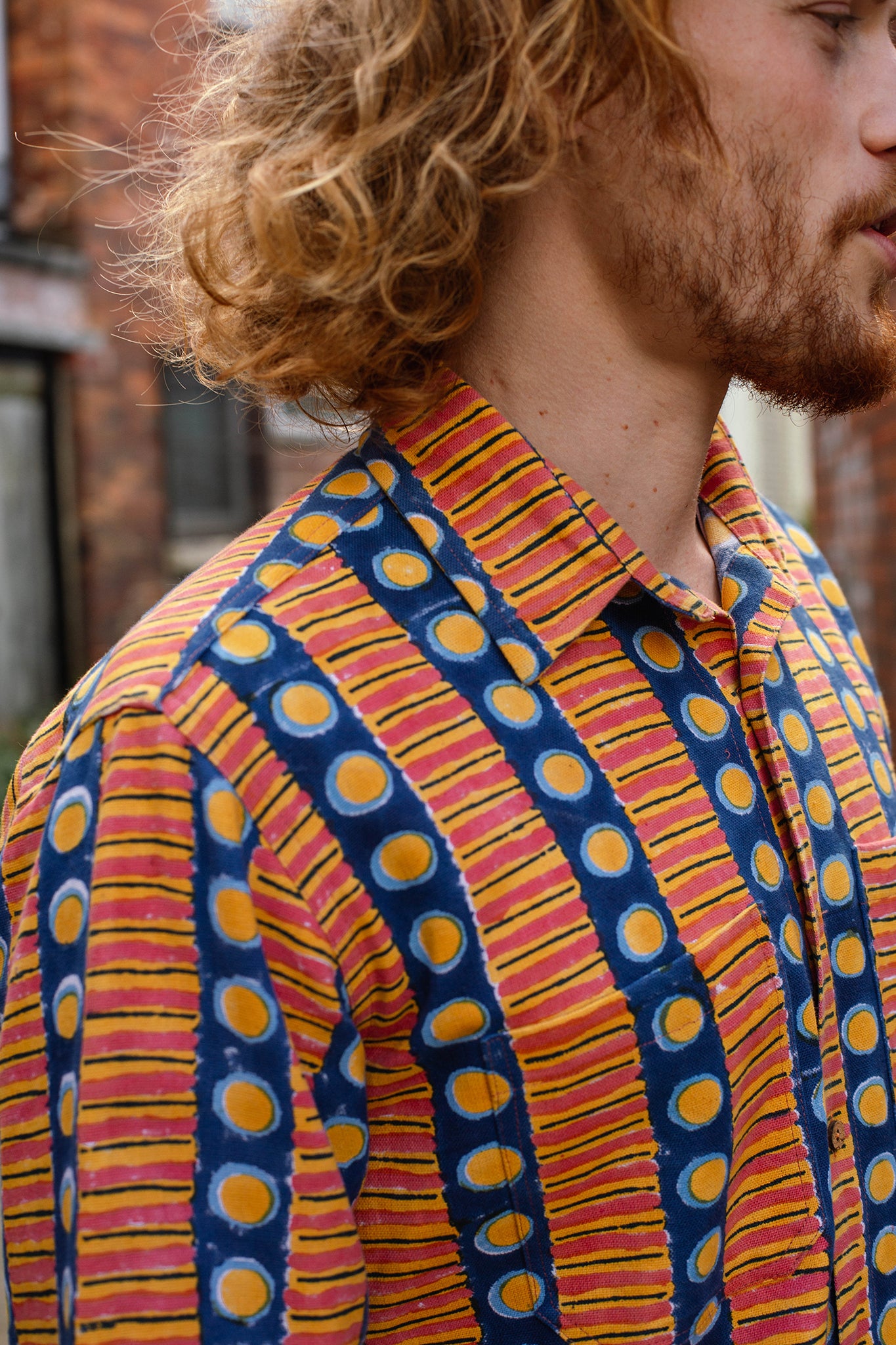 Men's Shirt in 'Oranges on Blue'