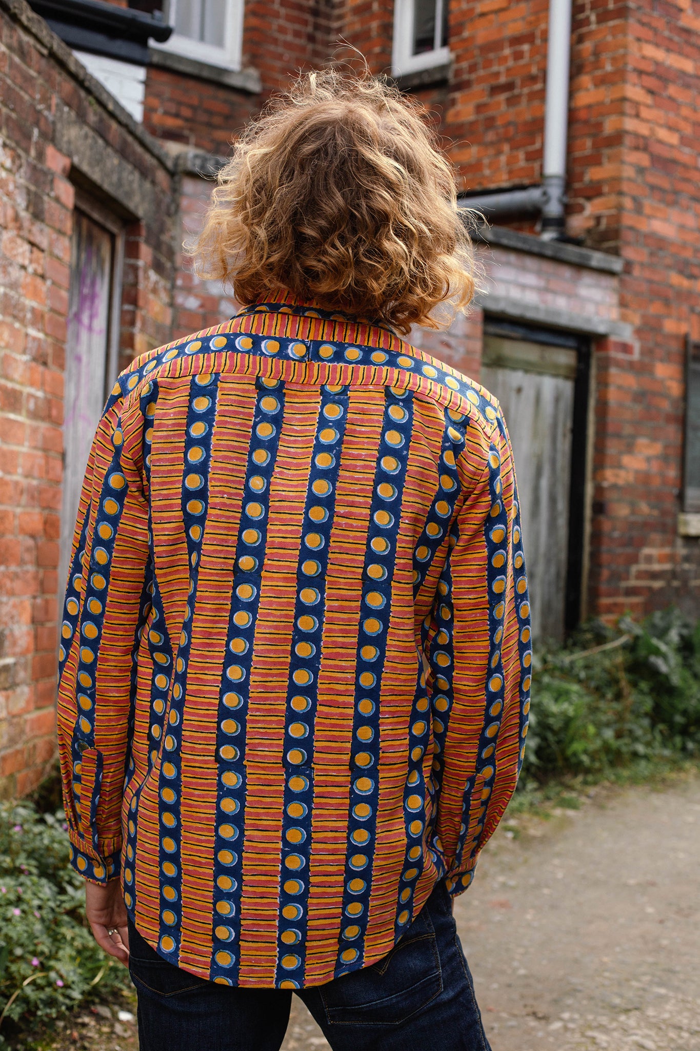 Men's Shirt in 'Oranges on Blue'