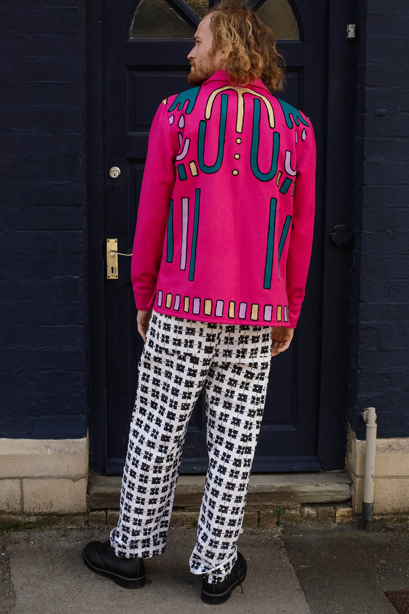 Unisex Embroidered Jacket in 'Jewel' Pink