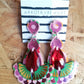 Dakota Rae Dust Earrings: Ruby with Pink & Green