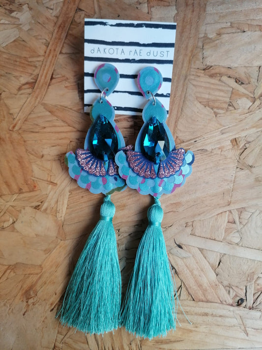 Dakota Rae Dust Earrings: Teal Tassle