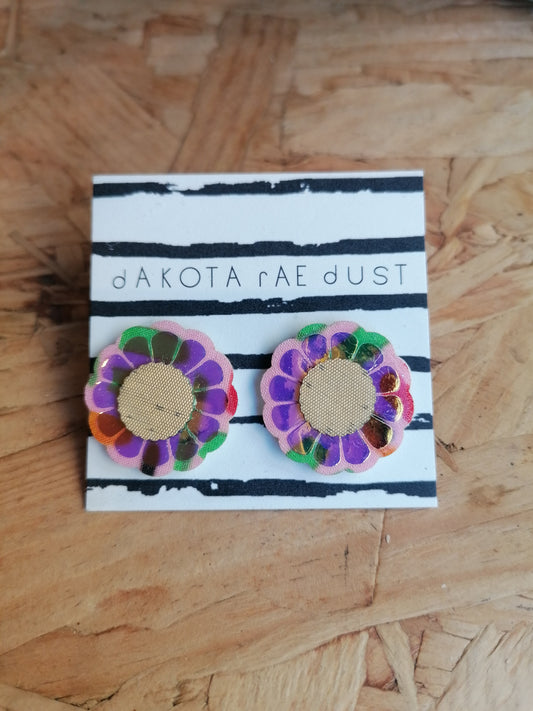 Dakota Rae Dust Earrings: Pink & Gold Flower