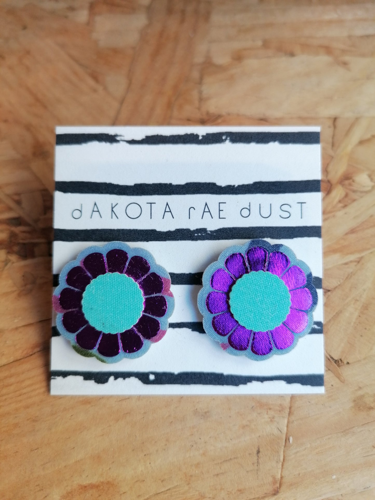 Dakota Rae Dust Earrings: Purple & Turquoise Flower