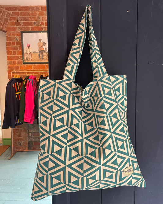 Giant Tote Bag in 'Teal Honeycomb'