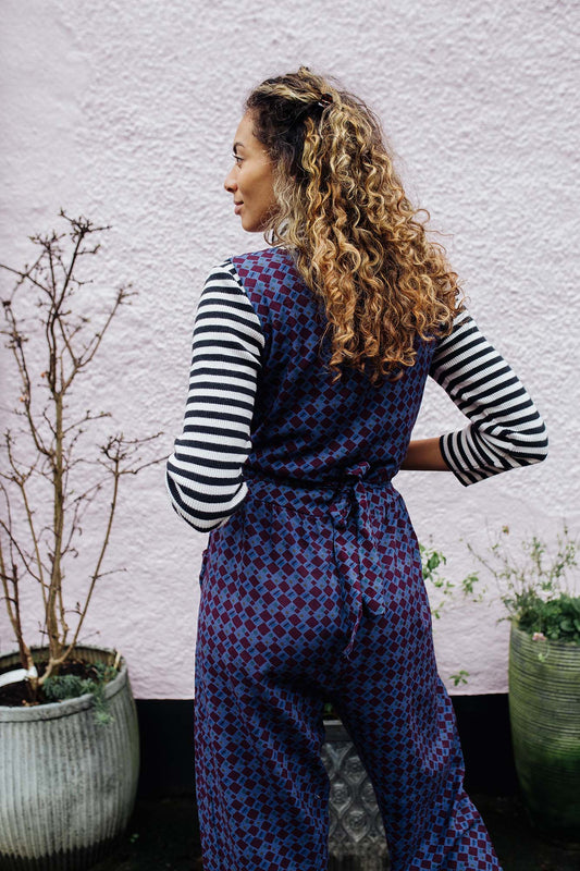 Andy Dungarees in 'Indigo Check'